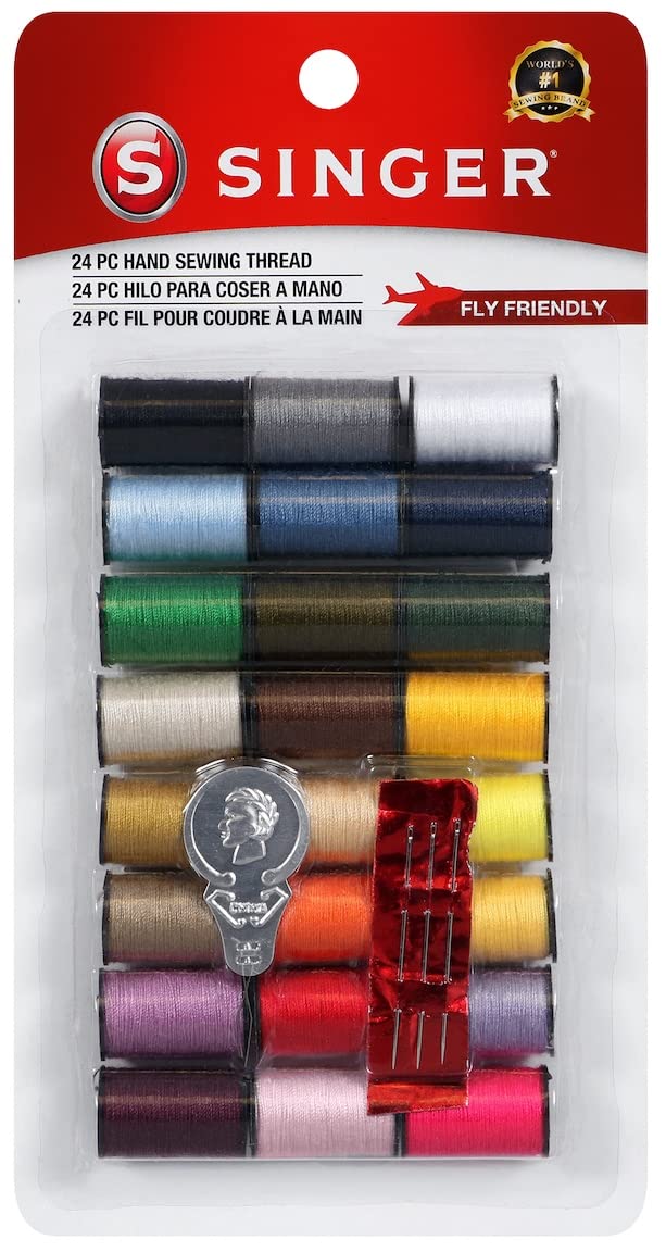 SINGER 00264 Polyester Hand Sewing Thread, Assorted Colors, 24 Mini-Spools