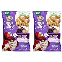 Earth's Best Organic Kids Snacks, Sesame Street Toddler Snacks, Organic PB&J Bites for Toddlers 2 Years and Older, Peanut Butter and Grape Flavored with Other Natural Flavors, 3 oz Bag (Pack of 2)