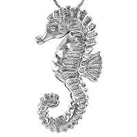 Sterling Silver Seahorse Necklace for Women Flawless Polished Finish 1 1/2 inch with 1.2mm Box_Chain