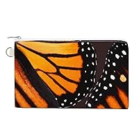 Orange Monarch Butterfly Wings Canvas Wallet Slim Wristlets Bag Credit Card Clutch Purses