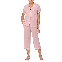 Jones New York Womens Sleepwear Lightweight Short Sleeve and Capri Pant 2-Piece Pajama Set