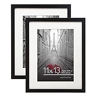 Americanflat 11x13 Picture Frame in Black - Displays 8x10 with Mat and 11x13 Without Mat - Engineered Wood with Shatter-Resistant Glass - Horizontal and Vertical Formats for Wall (2 Pack)