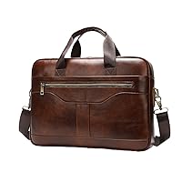Classic Men's Leather Briefcase Vintage Business Bags 15.6