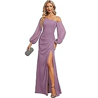 Bridesmaids Dresses Formal Dresses Trumpet/Mermaid Asymmetrical Floor-Length Chiffon Evening Dress with Pleated