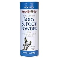 Body & Foot Powder, Unscented, 4 Oz | with Grapefruit Seed Extract & Tea Tree Oil | Vegan & Non-GMO | Talc, Paraben & Gluten Free | Gentle & Absorbent