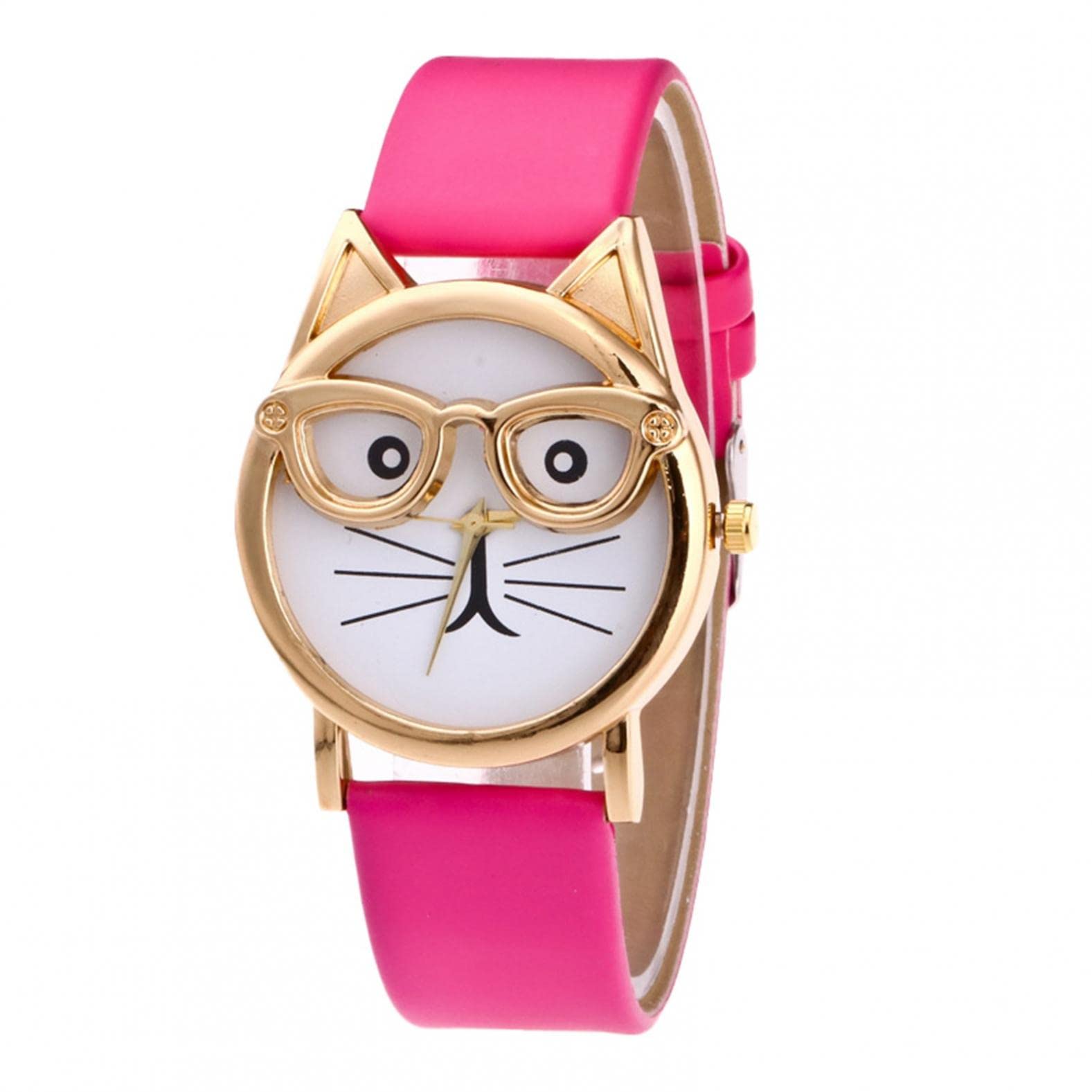 Ainiyo Uhr Damen Katzen Brille Zifferblatt Luxus Armbanduhr Damenuhren Marken Quarzuhr Watch Geschenk für Frauen Damen Frau Mama Teenager Mädchen Beste Freundin Oma Weihnachten