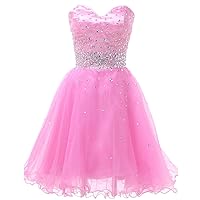 Women's Sweetheart Beaded Crystal Organza A Line Prom Homecoming Dresses