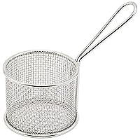 WINCO Mini Fry Basket, Round, Silver, 3.75