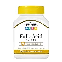 Folic Acid 400 mcg Tablets, 250 Count