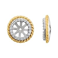 14k White Gold 0.13 Dwt Diamond Rope Earrings Jackets With 14k Yellow Gold Plating Jewelry Gifts for Women