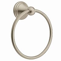 Moen Preston Collection Spot Resist Brushed Nickel 7-inch Bathroom Hand Towel Ring, Wall Mounted Towel Hanger, DN8486BN, 1 Count (Pack of 1)