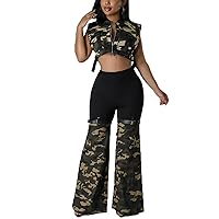 Womens High Waisted Bell Bottom Denim Jeans Flare Patchwork Bodycon Wrap Long Pants Ruffled Hem Cargo Jeans