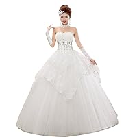 Strapless Cake Layer Wedding Dress Prom Gown Bride