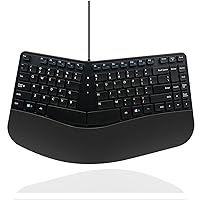 MCSaite Wired USB Compact Ergonomic Keyboard - Split Keyboard with Cushioned Wrist and Palm Support - 15.9x8.66x1.18 inches - Black - US English