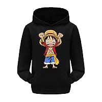 Kids Lightweight Pockets Sweatshirts One Piece Classic Hoodies Anime Loose Fit Comfy Pullover with Hooded