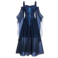 Bodycon Dresses for Women, Womne Plus Size Cold Shoulder Butterfly Sleeve Lace Up Halloween Gothic Dress
