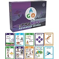 AGO Phonics Card Game - Advanced Set (Levels 4 and 5) A Fun Game to Build Phonics and Reading Skills. Learn Tricky phonemes (digraphs/dipthongs/Word Families/Silent Letters & More!)