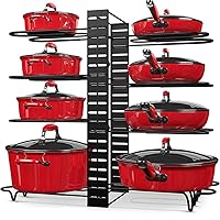 Pot and Pan Organizer for Cabinet Adjustable 8 Non-Slip Tiers Pot Rack with 3 DIY Methods Kitchen Organizer Rack for Pots & Pans (Color : D)