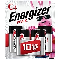 Energizer Max C Batteries, Premium Alkaline C Cell Batteries (4 Battery Count)