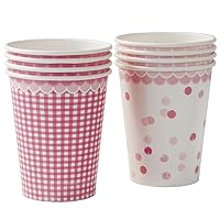 Talking Tables Pink N Mix Disposable Cups for a Birthday Party or General Celebration, Pink & White (8 Count)