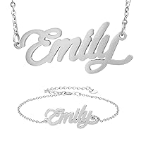HUAN XUN Personalized Custom Any Name Necklace in Golden Silver Jewelry