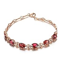 KnSam Real Gold Jewellery Women's Bracelet Made of 18 Carat Rose Gold, Oval Shape with 4.39 Carat Red Tourmaline Women's Bracelet Bangle Rose Gold, 18 carat (750) rose gold, Tourmaline