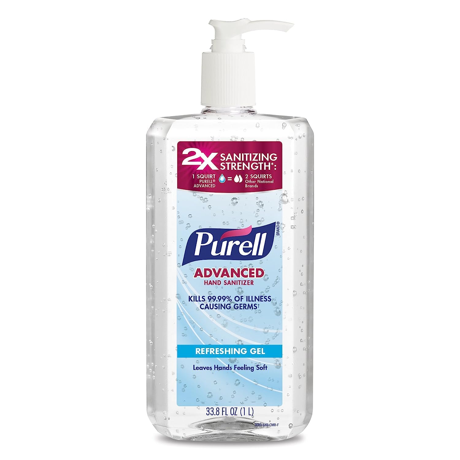 Purell's Advanced Instant Hand Sanitizer Refreshing Gel - 1-Liter (33.8 FL OZ) - Pack of (2) Bottles With Pump- (3080-02)