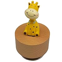 Mini Wooden Animal Rotary Music Box with Cute Giraffe Ornament (Tune: You are My Sunshine)