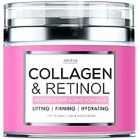 Collagen Cream For Face with Retinol - Anti Aging Face Moisturizer - Day & Night Wrinkle Cream - Hyaluronic Acid & Vitamin A+E - Natural Firming Cream for Women and Men - Hydrating Lotion for Fine Lines - 1.7 oz