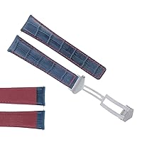 Ewatchparts 22MM MONACO LEATHER WATCH BAND STRAP COMPATIBLE WITH TAG HEUER DEPLOYMENT CLASP BLUE RED
