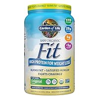 Garden of Life Raw Organic Fit Vegan Protein Powder Original, 28g Plant Based Protein for Weight Loss, Pea Protein, Fiber, Probiotics, Dairy Free Nutritional Shake for Women and Men, 20 Servings