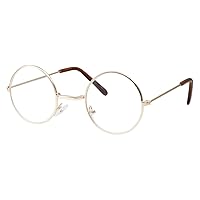 grinderPUNCH Kids Size Non-Prescription Glasses Round Circle Frame Clear Lens Costume (Age 3-10) Gold
