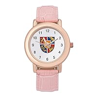 Armenian National Emblem Fashion Leather Strap Women's Watches Easy Read Quartz Wrist Watch Gift for Ladies
