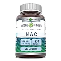 Amazing Formulas NAC N-Acetyl Cysteine 600mg 250 Capsules | Non-GMO | Gluten Free | Made in USA