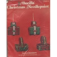 Vintage Bucilla Christmas Set of 4 Ornaments Needlepoint Kit Plastic Canvas