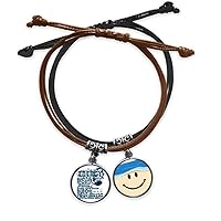 Energy Sports Music Vitality Sounds Bracelet Rope Hand Chain Leather Smiling Face Wristband
