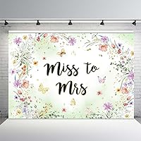 MEHOFOND 10x7ft Floral Miss to Mrs Background Wildflower Bridal Shower Backdrop Fall in Love Bridal Shower Decorations Wedding Party Decorations Bride to Be Engagement Banner Props