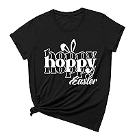 Clothing Try Before You Buy Women'S Happy Easter Shirts Tops Cute Bunny Letter Print Graphic Tee Casual Crewneck T-Shirt Short Sleeves Blouses Womens Dressy Top