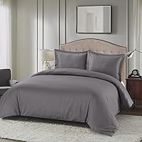 Royal Hotel Bedding Silky Soft Duvet Cover, Viscose Made from Bamboo and Cotton Blend Duvet Covers, 3pc Duvet Cover Set, King/Cal-King, Charcoal