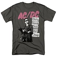 ACDC Dirty Deeds Rock Album T Shirt & Stickers (Small) Charcoal
