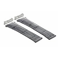 Ewatchparts LEATHER BAND STRAP COMPATIBLE WITH ROLEX DATEJUST DAYTONA 16519 + END PIECE GREY REGULAR