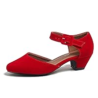 Women's Buckle Strap Low Block Heel D'Orsay Pumps Dress Shoes for Church Business Evening