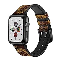CA0501 Chinese Dragon Leather & Silicone Smart Watch Band Strap for Apple Watch iWatch Size 42mm/44mm/45mm