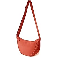 Crossbody Sling Bag for Women Men, Small Crescent Bag Lightweight Nylon Shoulder Waist Fanny Pack Belt Bag with Adjustable Strap for Travel Workout Running Hiking(Orange)