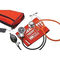 ADC Pro's Combo III Professional Adult Pocket Aneroid/Clinician Scope Set with Prosphyg 778 Blood Pressure Sphygmomanometer, Adscope 603 Stethoscope, and Matching Nylon Carrying Case, Orange