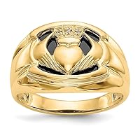 14k Yellow Gold Polished Prong set Open back Diamond Mens Ring Size 10 Jewelry Gifts for Men