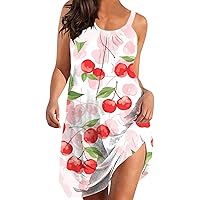 XJYIOEWT Plus Size Denim Dress,Ladies Halter Cherry Flower Floral Design Casual Dress Striped Dresses for Women