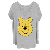 Disney Women's Winnie The Pooh Winniepooh Big Face Junior's Plus Short Sleeve Tee Shirt