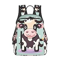 BREAUX Cute Black Cow Print Large-Capacity Backpack, Simple And Lightweight Casual Backpack, Travel Backpacks