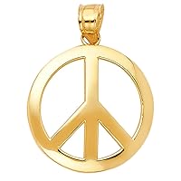 Peace Sign Pendant Solid 14k Yellow Gold Peace Symbol Charm Design Polished Round 20 x 20 mm